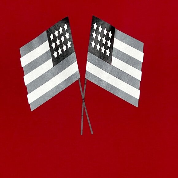 Fruit of the Loom Platinum Mens Tank Top Red with Black Gray White Flags Size M - Picture 2 of 8